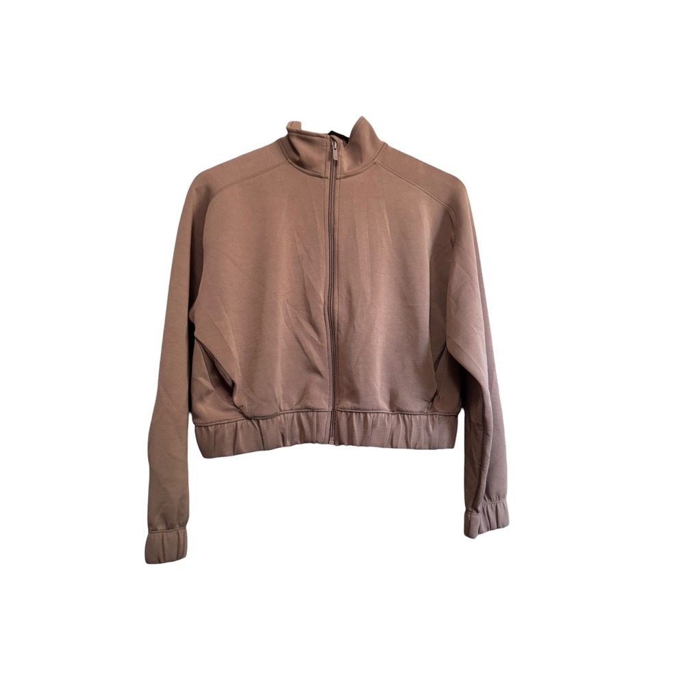 All In Motion Track Jacket Women XS Brown Excellent Cropped Full Zip Mock Neck